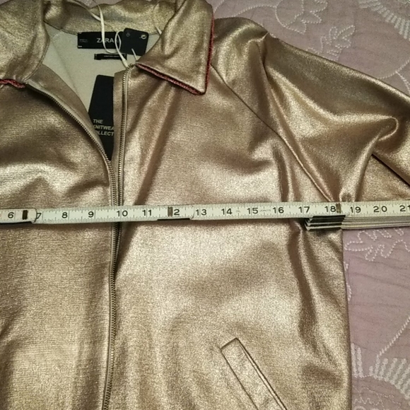 Gold Metallic 💙 Zara Bomber Jacket 💜 - Picture 9 of 10